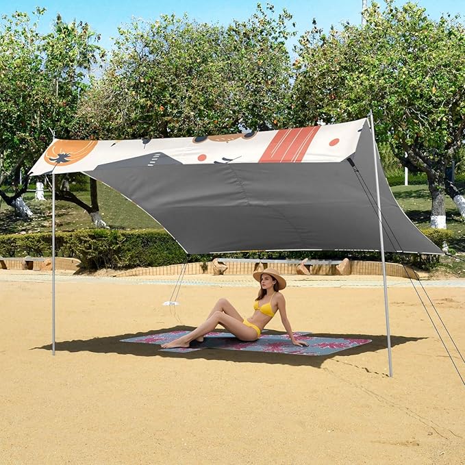 Bears and School Items Camping Sun Shelter Beach Tent Portable Beach Sun Shade Outdoor Canopy for Camping Trips Fishing Picnic