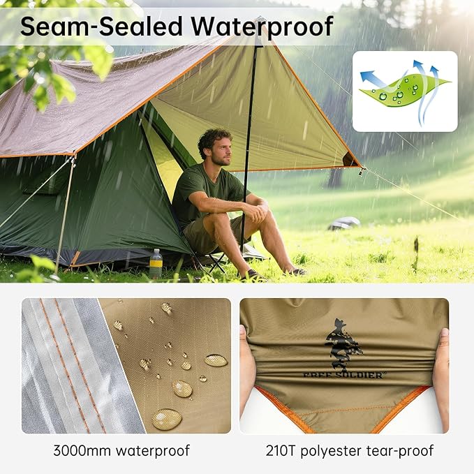 Free Soldier Waterproof Portable Tarp Multifunctional Outdoor Camping Traveling Awning Backpacking Tarp shelter Rain Tarp