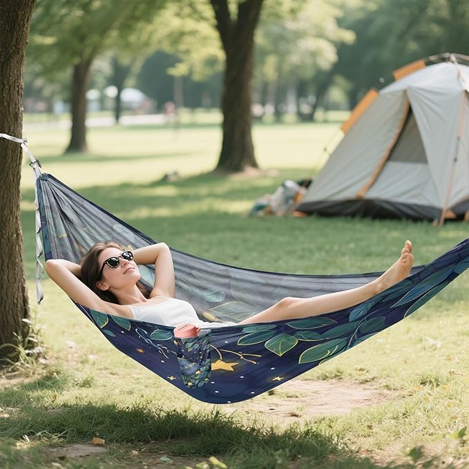 ALAZA Cute Hoppo Baby Camping Hammocks Single or 2 Person 500 lbs Portable Parachute Travel Hammock w/Tree Straps for Hiking Backpacking Indoor Outdoor