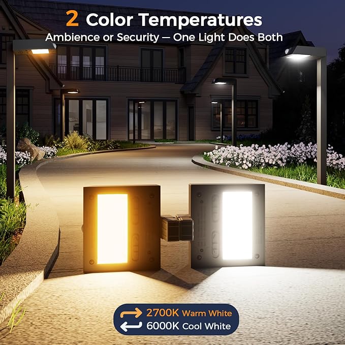 XMCOSY+ Solar Pathway Lights with Motion Sensor 6 Pack 300LM Metal Solar Lights Outdoor Waterproof 3 Modes Landscape Lighting for Garden Backyard Outside Path (Warm/Cool White)