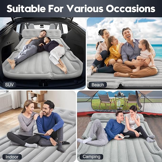 Shademax SUV Air Mattress Inflatable Car Air Mattress for Toyota 4runner RAV4 Jeep Wrangler Ford Explorer Mattress Outdoor Travel Camping Car Bed with Built-in Pillow for SUV Trunk &amp Back Seat