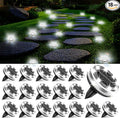 Solar Ground Lights Outdoor 18 Pack Waterproof Upgraded Solar Garden Lights with 4 Side Light Stainless Steel Solar Powered Disc Landscape Light for Walkway Lawn Yard Patio Deck-Cool White