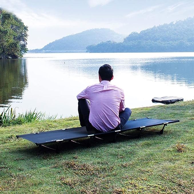 Folding Chair Portable Foldable Camping Cot Single Person Outdoor Bed Bearing Weight Compact for Picnic Camping