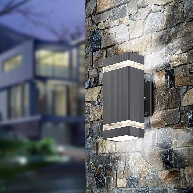 LMP 2 Pack LED Square Up and Down Lights Outdoor Wall LightBody in Aluminum Waterproof Outdoor Wall Lamps3000k 5W with Certificate ETL