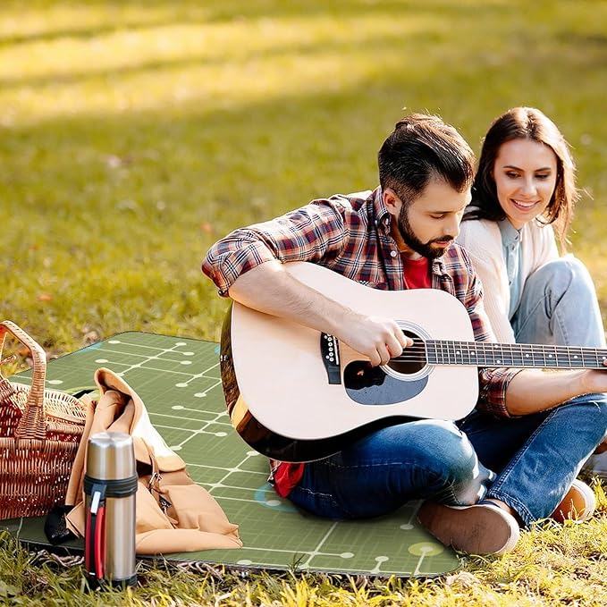 Modern Mid Century Seamless Abstract Pattern Waterproof Outdoor Picnic Blanket Sandproof Beach Mat for Camping Hiking Grass Travelling