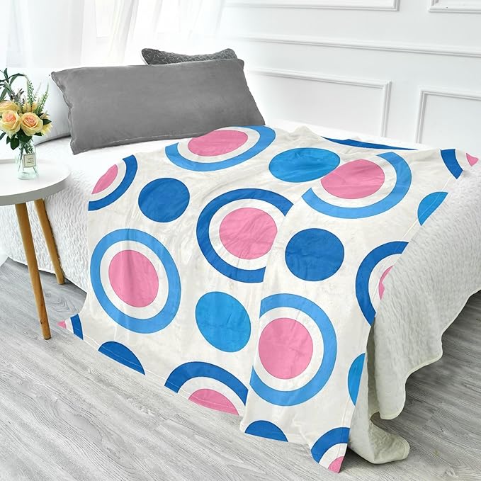 Throw Blankets For Women Trendy Polka Dot Peach Blue Bed Throw Blanket 50x70