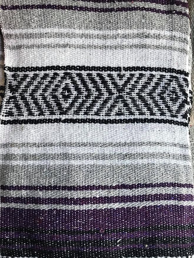 Authentic Mexican Falsa Blanket Perfect for YogaBeach CampingPicnic Car seat Cover Home Throw Decor(Purple)