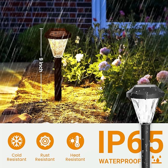 GIGALUMI 10 Pack Solar Lights Outdoor Waterproof Outdoor Solar Lights for Yard Solar Garden Lights Yard Decorations Outdoor for Pathway Patio Garden Driveway Lawn and Landscape(Warm White)