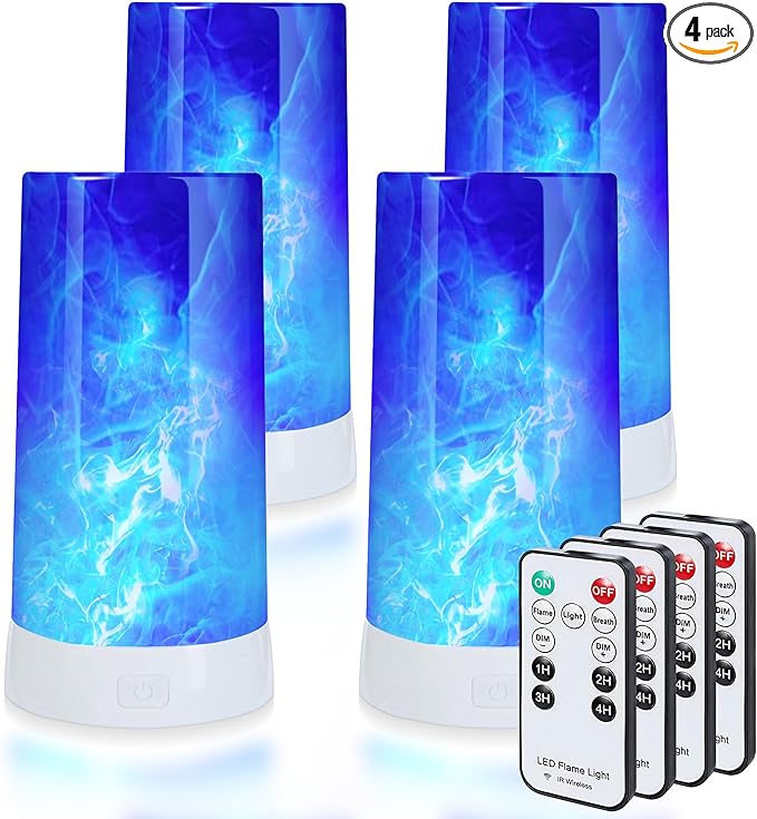 4X LED Flame Effect Light  USB Rechargeable 4 Modes Flickering Flame Candle Lantern with Remote Timer Gravity Sensing Effect Magnetic Base Waterproof Dimmable Outdoor Hanging Lamps Camping
