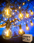 Outdoor String Lights 200FT Patio Lights with 100 Shatterproof G40 Globe Bulbs(4 Spare) Waterproof Connectable Dimmable LED Hanging String Lights for Outside Backyard Porch Balcony (100FT x 2)