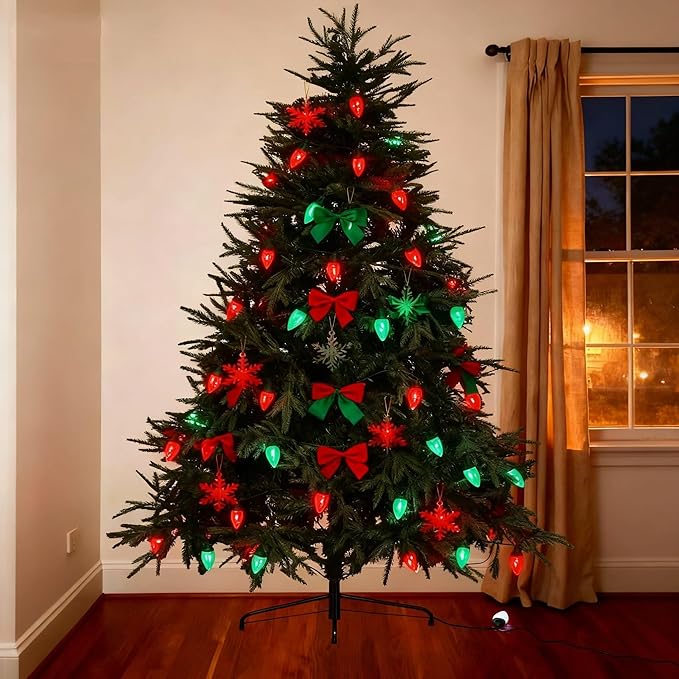 C9 LED Christmas Lights Outdoor33 Feet 50 LED 8 Lighting Modes Waterproof Connectable Christmas String Lights for Outside Roofline Patio Home Xmas Decorations (Red &amp Green)