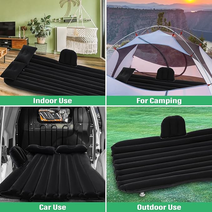 NovelBee Inflatable Car Air Mattress with Round Air Foot Piers Inflatable Camping Air Mattress Portable Camping Travel Sleeping Bed for Car SUV Truck