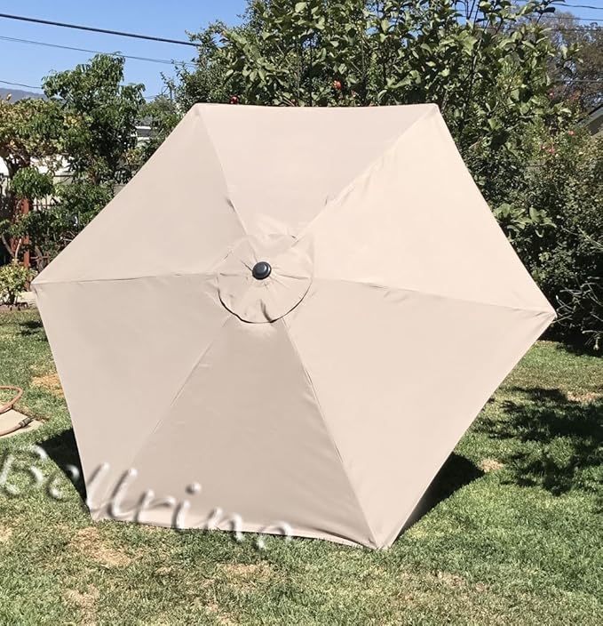 BELLRINO DECOR Replacement  STRONG &amp THICK  Umbrella Canopy for 9ft 6 Ribs (Canopy Only) (LIGHT COFFEE)