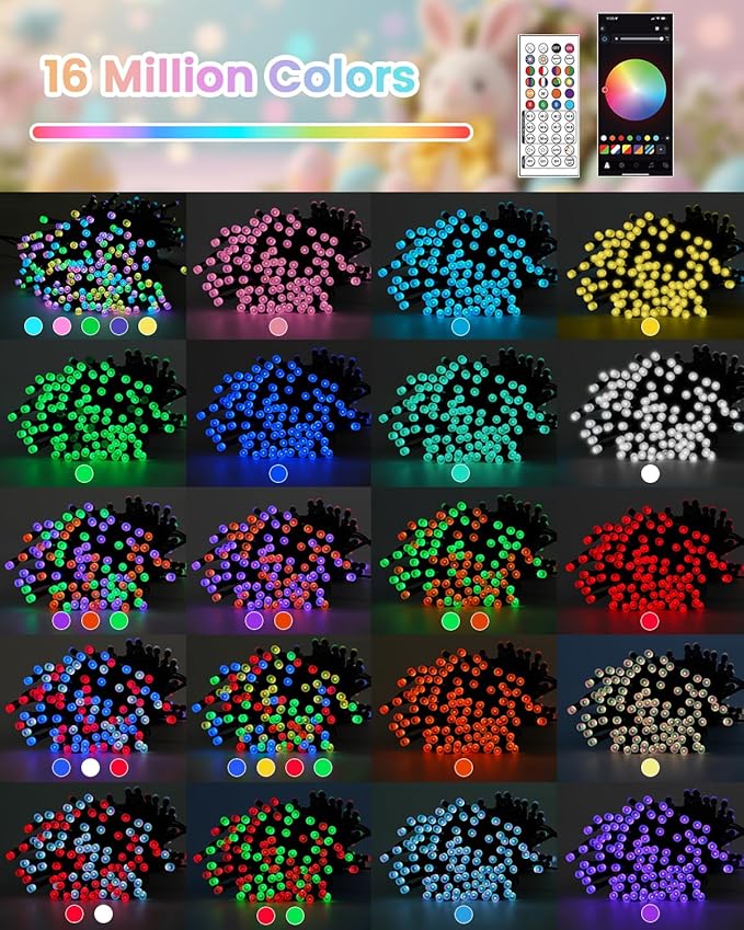 2026 New Smart Color Changing Easter String Lights | 206FT 600LED App Control RGB LED Pastel Lights with Remote &amp Timer Waterproof Twinkle Easter Lights Indoor Outdoor for Easter Decor Party