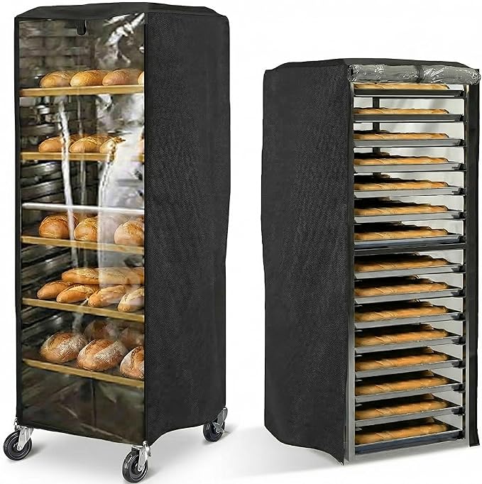Pan Bun Rack Cover 23 W x 28 D x 64 H High Density Waterproof DustproofFront Clear PVC Black
