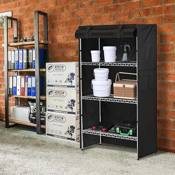 Shelf Covers for Wire ShelvingHeavy Duty Dustproof Storage Wire Rack Covers with Zipper Fit for Your Pantry Shelves36*18*62 inches BlackCover Only