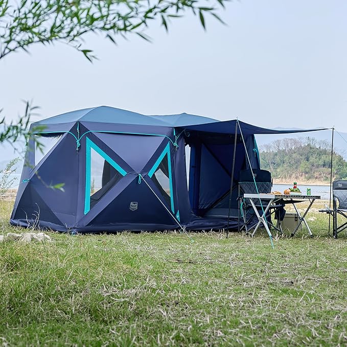 TIMBER RIDGE 4/6/8 Person Instant Pop Up Cabin Tent Easy 60 Second Setup Weather Resistant Camping Family Hub Tent with Rain Fly and Carry Bag for Outdoor Camping &amp Overlanding