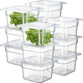 CURTA 12-Pack 1/6 Size 4 Deep NSF Polycarbonate Food Pan with Notched Lid &amp Drain Tray | Dishwasher &amp Freezer Safe Clear Container for Prep Tables Buffet Salad Bar Commercial Kitchen