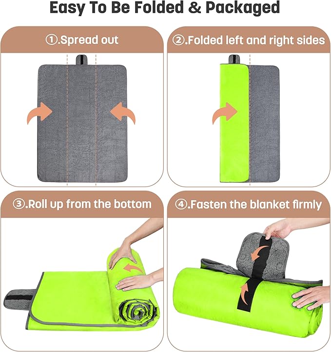 Tirrinia Waterproof Outdoor Blanket with Sherpa Lining Windproof Triple Layers Warm Comfy Foldable for Camping Stadium Beach Picnic Grass Concerts Car Dog 51''X 59'' &amp 59''X 80''
