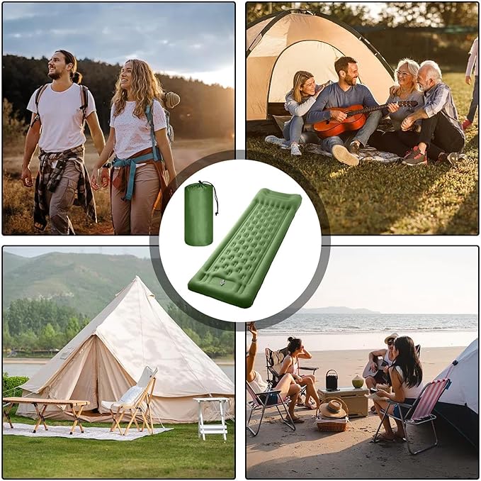 Inflatable Sleeping Pad for Camping | 4.3 Inch Thick Inflatable Mattress - Built-in Foot Pump Backpacking Sleeping Pad - for Adults Backpacking Hiking Travel Outdoor Car Tent