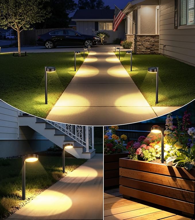 Solar Pathway Lights Outdoor 12 Pack Waterproof Path Light with Bigger LED Spot Lens Brighter Up to 12 Hrs Outdoor Solar Light for Walkway Driveway Yard Garden Patio