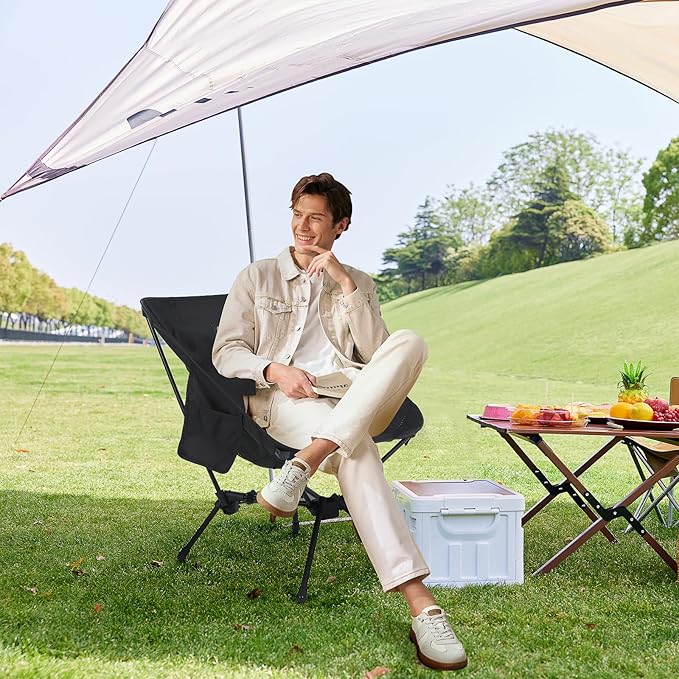 Nice C Camping Chair with Canopy Compact Chair with Shade Ultralight Umbrella Fishing Chairs Portable Backpack Chairs Lightweight Travel Picnic Festival Hiking Sports (1 Pack Black)