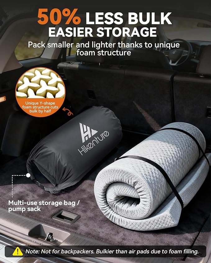 Hikenture 4 Thick Self Inflating Sleeping Pad Foam &amp Air Camping Mattress 9.5 R-Value Insulated Sleeping Mat Portable All Season Camping Pad for Tent Car Cot Truck