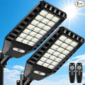 2-Pack Solar Street Lights Outdoor 23” Large Solar Lights Outdoor Waterproof with Motion Sensor 6500K LED Flood Lights Dusk to Dawn Commercial Security Parking Lot Light for Driveway Yard Garden