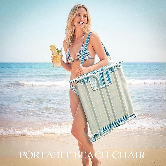 Beach Lounge Chair Outdoor Chaise Lounger with Face Hole 5-Position Reclining Beach Chair Face Down Tanning Chair with Carry StrapSide Pocket Portable Camping Cot for PatioPoolside