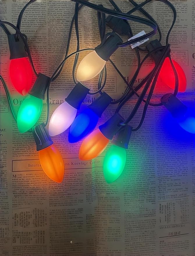 C9 LED Christmas Lights25FT Vintage C9 Multicolor Christmas Lights Outdoor with 26 Colorful Ceramic LED BulbsConnectable Waterproof Light for Outdoor Christmas Decorations Tree Garden Gar