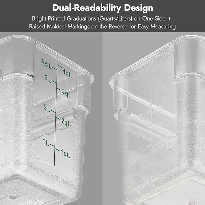 CURTA 8-Pack 18 Qt NSF Clear Polycarbonate Food Storage Containers with Blue Lids - Square Commercial-Grade Freezer &amp Dishwasher Safe Stackable