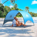 Beach Umbrella with UPF 50+ UV Protection – Compact &amp Portable Beach Tent Canopy with 360° Ventilation Wind Ropes &amp Stakes – Family Travel Backyard Park Shade (Blue 90.5 * 59 * 53″)