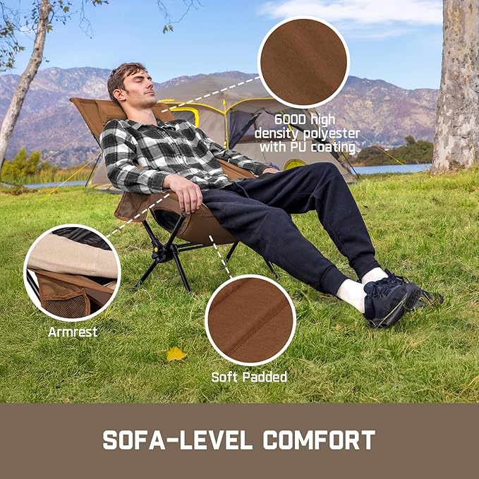 FanttikOutdoor Zeta L8 Max Camping Chair Portable &amp Lightweight Multi-Angle Adjustable Supports up to 250 lbs Comfort-Driven Design High Strength Camping Chair for Travel Hiking Fishing Br