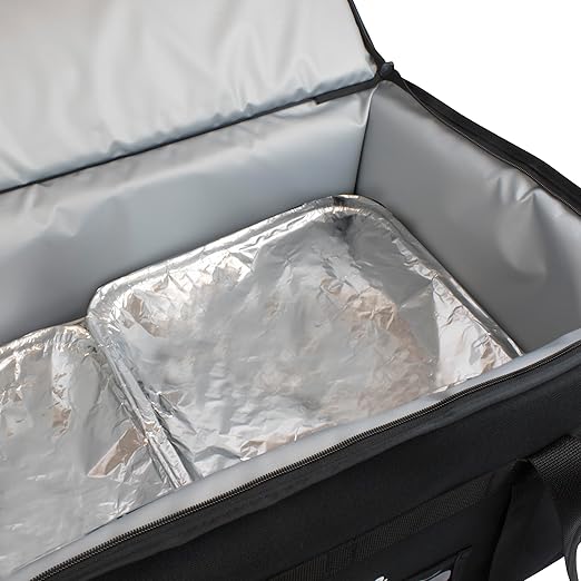 Sterno Delivery 3XL Insulated Food Carrier Hot and Cold Bags for Catering and Food Delivery Durable Black Cloth Exterior with Tear-Resistant Vinyl Liner 13L x 22”W x 14”H