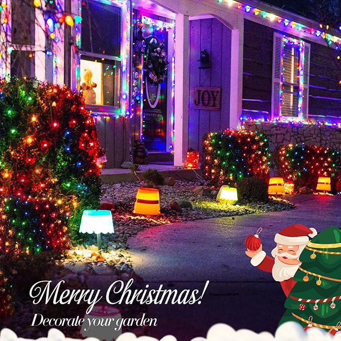 JMEXSUSS 360 LED 12ft x 5ft Christmas Net Lights Outdoor Connectable Bush Christmas Lights with Remote Waterproof Multicolor Christmas Lights Plug in for Bushes Shrubs Christmas Decorations