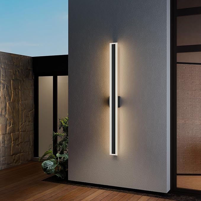 LamQee 47.2 Inch Long Outdoor Wall Lights Modern Exterior Lighting Fixtures for House Waterproof 3000K 38W 1900LM LED Linear Outdoor Wall Sconces Lighting for Porch Patio Garage Door Yard Indoor