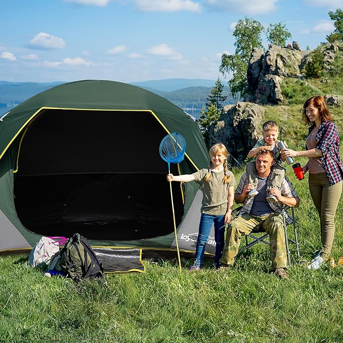 4/6 Person Blackout Camping Tent Easy Setup Waterproof Family Dome Tent for Camping with Rainfly Portable Double Layer Large Family Tent for Outdoor Camping&ampHiking
