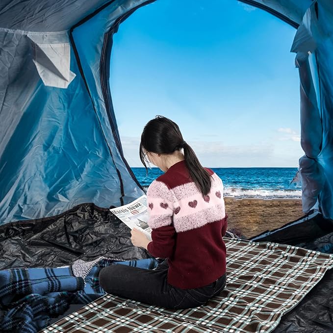 REDCAMP Fleece Sleeping Bag Liner Thicker for Adult Warm or Cold Weather 73 Long Full Sized Zipper Camping Blanket for Outdoor Indoor Used with Sack Brown