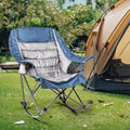 Oversized Rocking Camping Chair for Adults - Heavy-Duty 400lbs Capacity Portable Folding Camp Chair with Side Pocket Fully Padded Outdoor Rocking Chair for Camping (Light Blue &amp Gray)