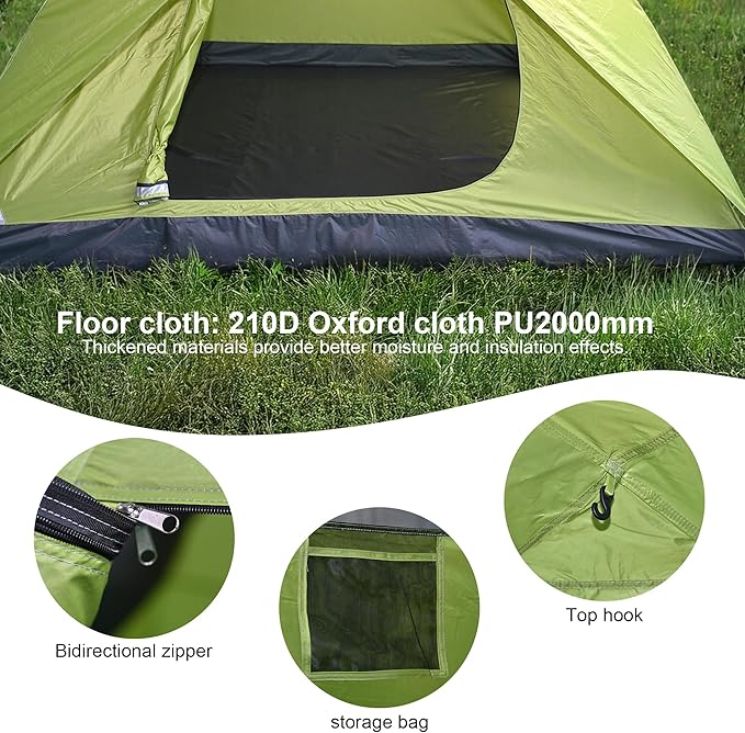 4-6 Person Dome Camping Tent Family Camping Tent 83x106 inches Waterproof Oxford Flooring for Fishing Outdoor Camping Hiking Study Tours Summer Camps.
