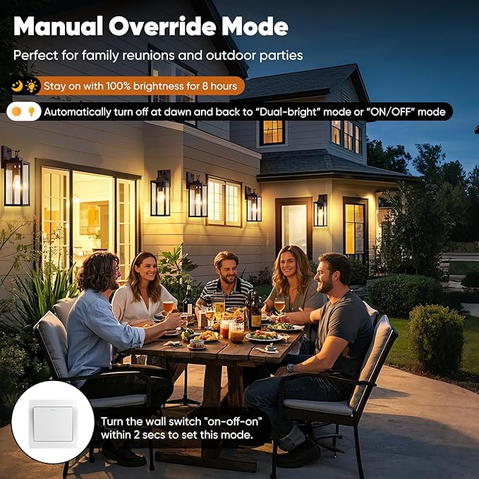 BesLowe 16” Upgraded Motion Sensor Outdoor Wall Lights Dusk to Dawn Porch Lights Outdoor Wall Sconces 3 Lighting Modes Exterior Lighting Fixtures with Hooks Brown Outside Lights for House 2-Pack