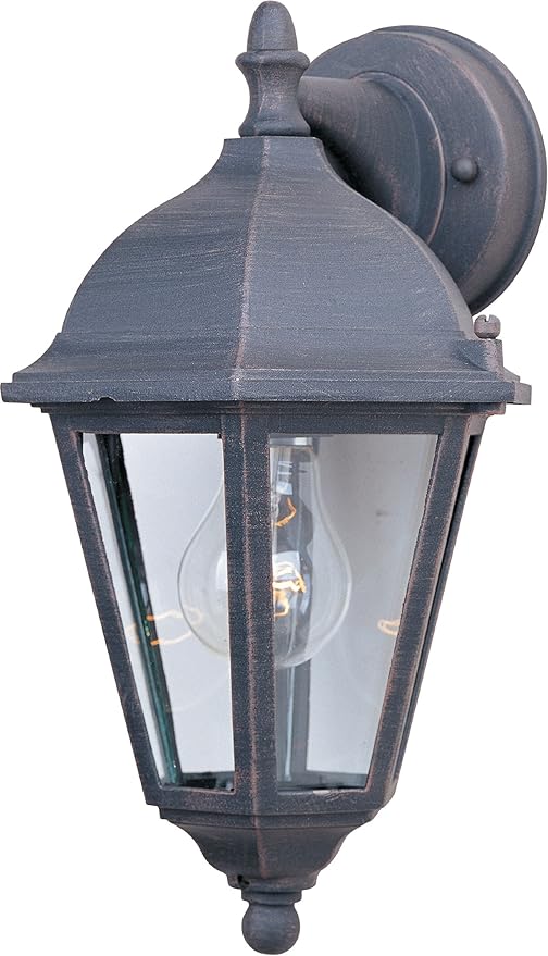 Maxim 1000RP Westlake Cast 1-Light Outdoor Wall Lantern Rust Patina Finish Clear Glass MB Incandescent Incandescent Bulb  100W Max. Dry Safety Rating 2700K Color Temp Standard Dimmable Glass S