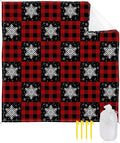 Beach Blanket Waterproof Sandproof OversizedWinter Christmas White Snowflakes Beach Mat with Corner Stakes Sand PocketsRustic Retro Black Red Lattice Plaid Outdoor Picnic Mat for Travel 118x108In