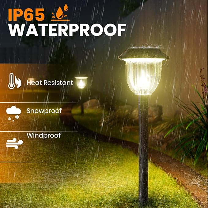 AOSEA Bright Solar Pathway Lights Outdoor 6 Pack LED Solar Path Lights for Outside IP65 Waterproof Landscape LightingGarden Decorative for YardPatioWalkwaySidewalkDrivewayLawn