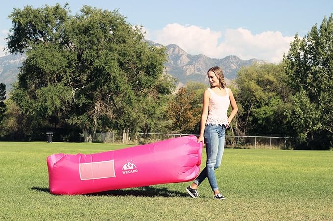 WEKAPO Inflatable Couch Air Lounger Chair - Camping &amp Beach Accessories Portable Blow up Sofa for Hiking Lawn Indoor/Outdoor Movies &amp Music Festivals. Lightweight and Easy to Set Up Air Ham