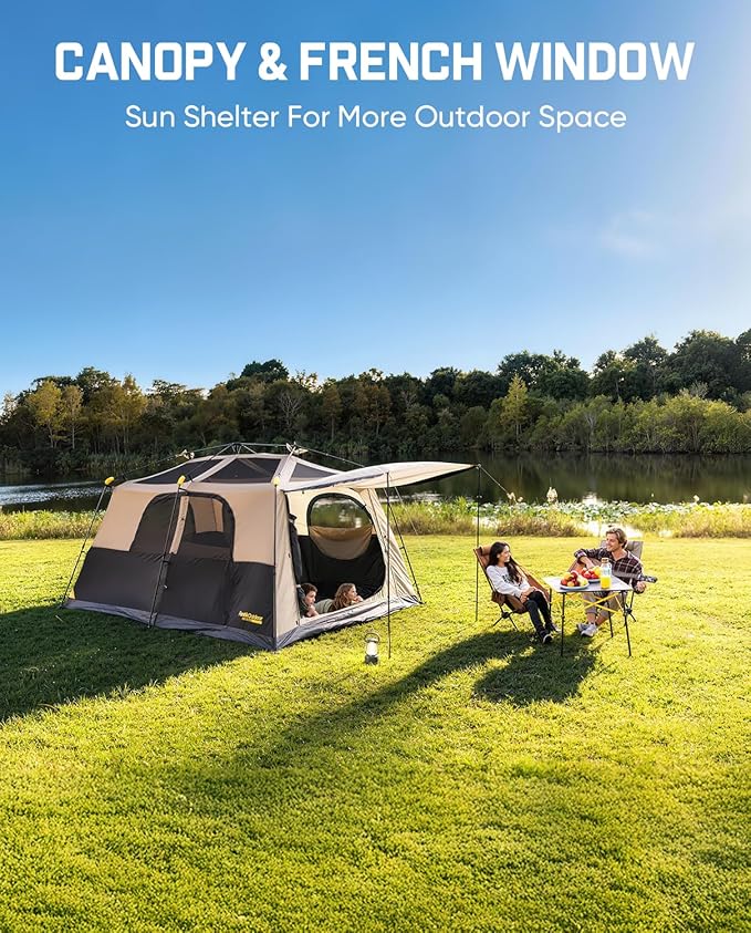 FanttikOutdoor Zeta C8/C10 Apex Camping Tent 8/10 Person Instant Cabin Tent Setup in 60s Family Tent with Carry Bag for Family Camping &amp Hiking Waterproof Upgraded Ventilation