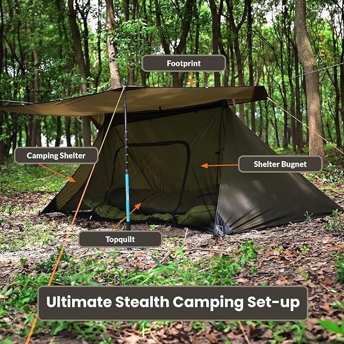 Onewind Camping Mosquito Net for Cot Shelter Bugnet Camping Screen Room Ultralight No-See-Um Breathable Mesh Bugnet Mosquito Netting with Double Sided Zipper Black