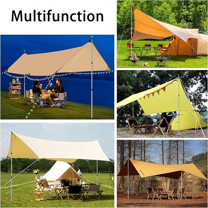 SANLIKE Telescoping Tarp Pole Heavy Duty Tent Poles 33-86.6/94 Thickened Tube Collapsible Stainless Steel Canopy Poles for Camping Backpacking Hiking Awning Sun Sails Outdoor Sports Set of 2