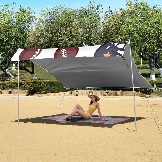 Pattern Rugby Tile Pattern Camping Sun Shelter Beach Tent Portable Beach Sun Shade Outdoor Canopy for Camping Trips Fishing Picnic