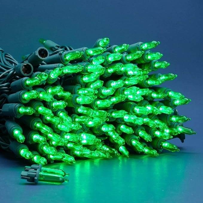 200 Count Green LED Christmas Lights 66 ft Green Wire UL Certified Commercial Grade Holiday String Light Set (Green)
